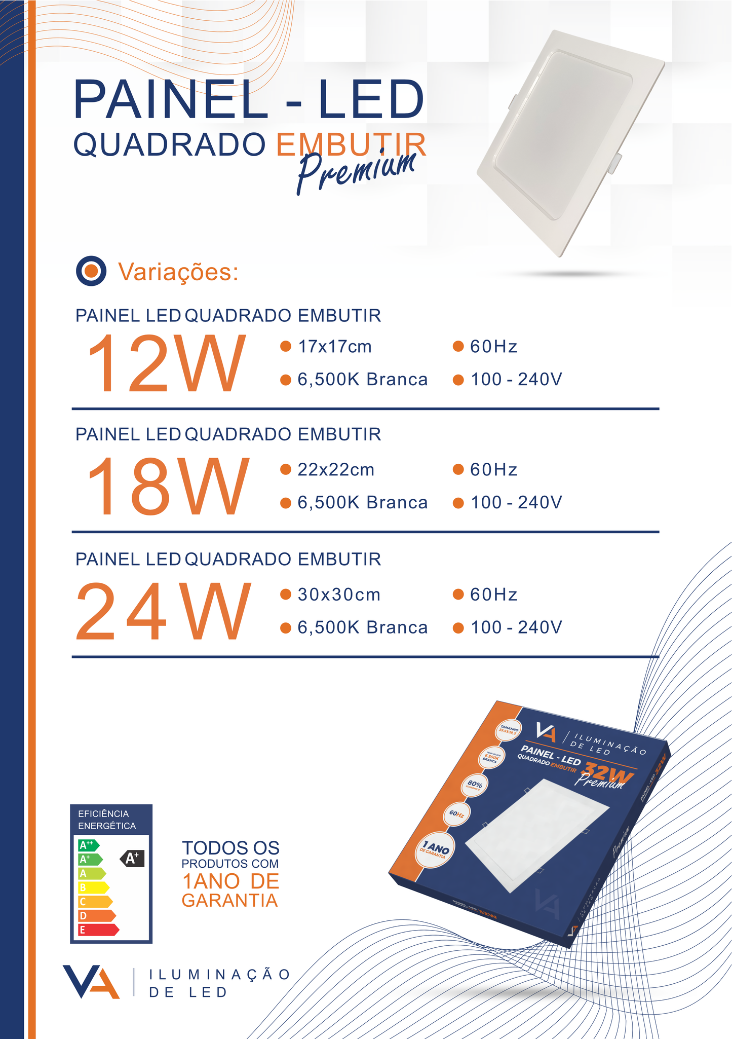 Painel Led Quadrado Embutir