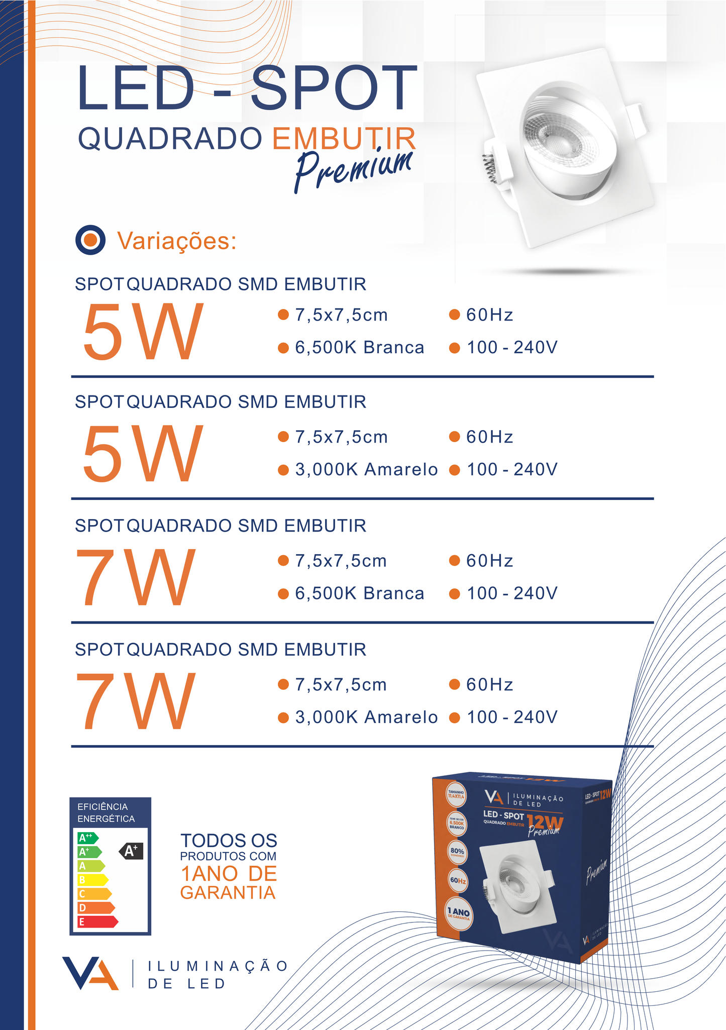Spot Led Quadrado Embutir