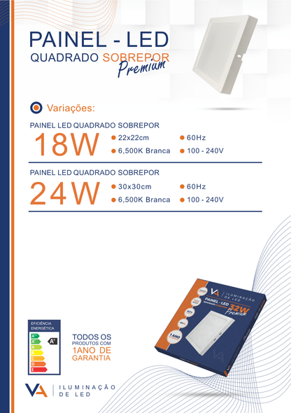 Painel Led Quadrado Sobrepor